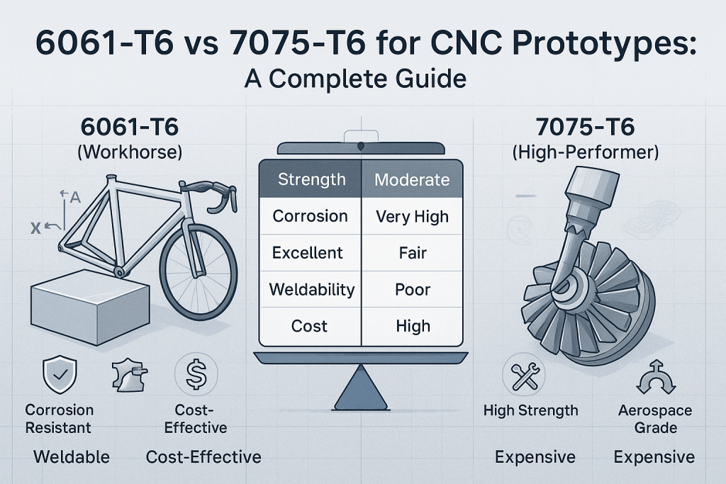 6061‑T6 vs 7075‑T6 for CNC Prototypes
